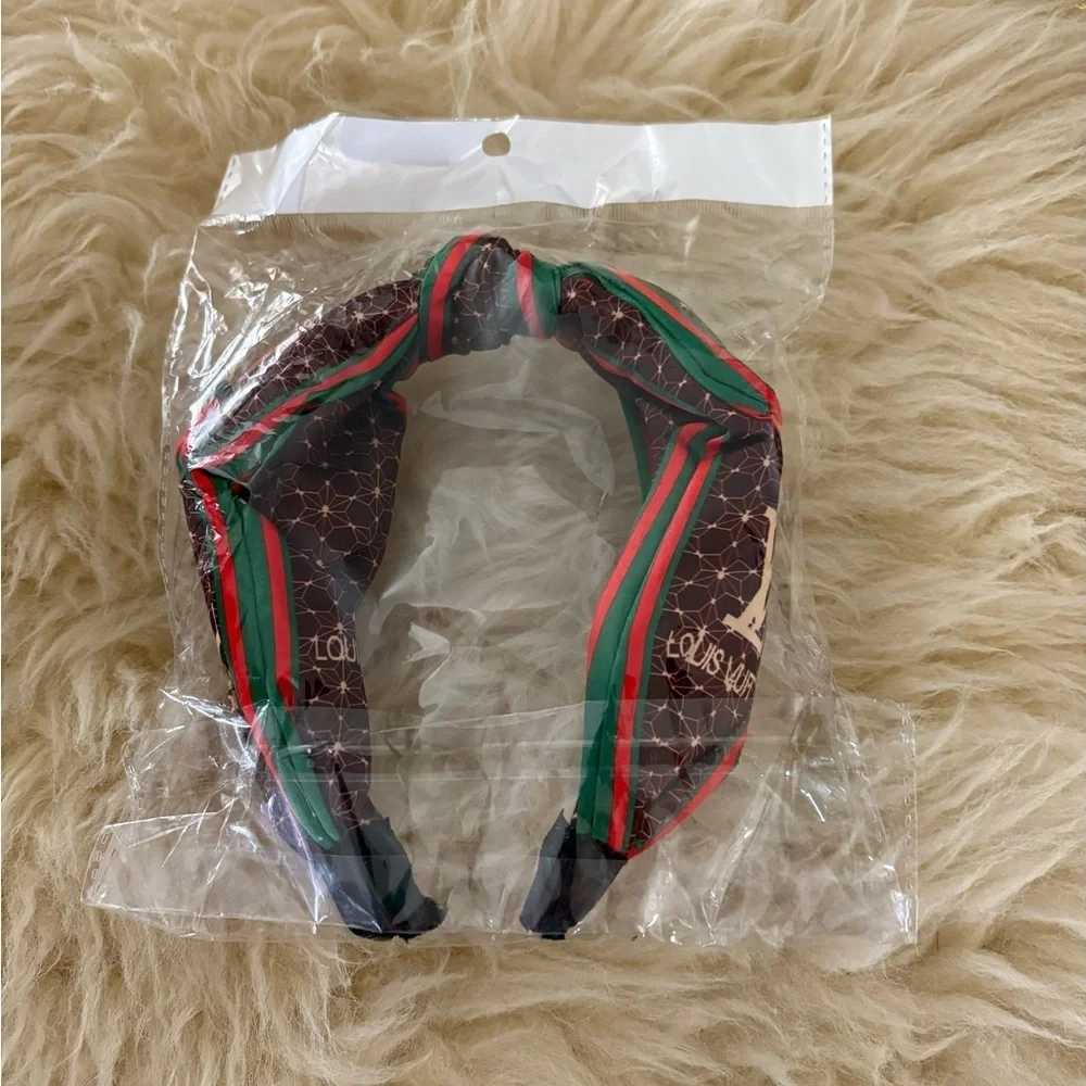 NWT Louis Vuitton Brown and Green Hairband